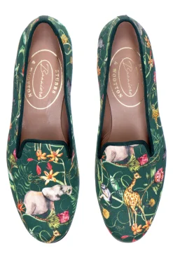 Women Stubbs & Wootton Africa Emerald Silk Slipper (Women)