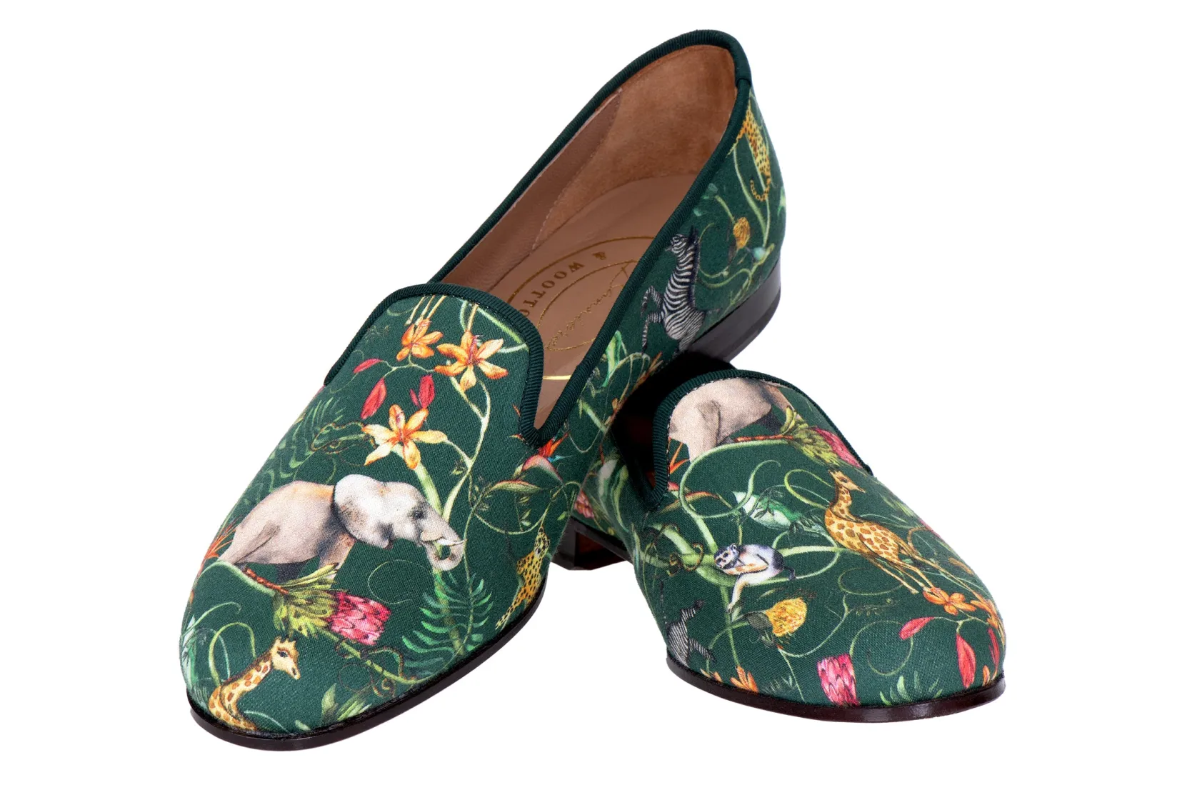 Women Stubbs & Wootton Africa Emerald Silk Slipper (Narrow)