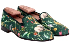 Women Stubbs & Wootton Africa Emerald Silk Slipper (Narrow)