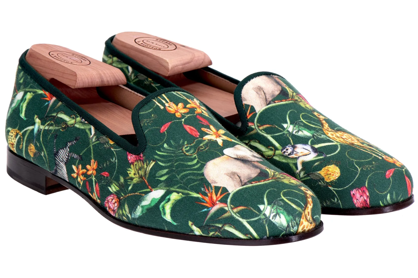 Women Stubbs & Wootton Africa Emerald Silk Slipper (Narrow)