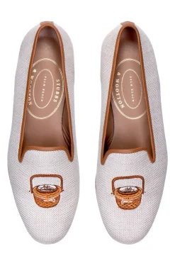Women Stubbs & Wootton Basket Linen Slipper (Women)