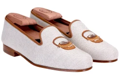 Women Stubbs & Wootton Basket Linen Slipper (Women)