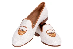 Women Stubbs & Wootton Basket Linen Slipper (Women)