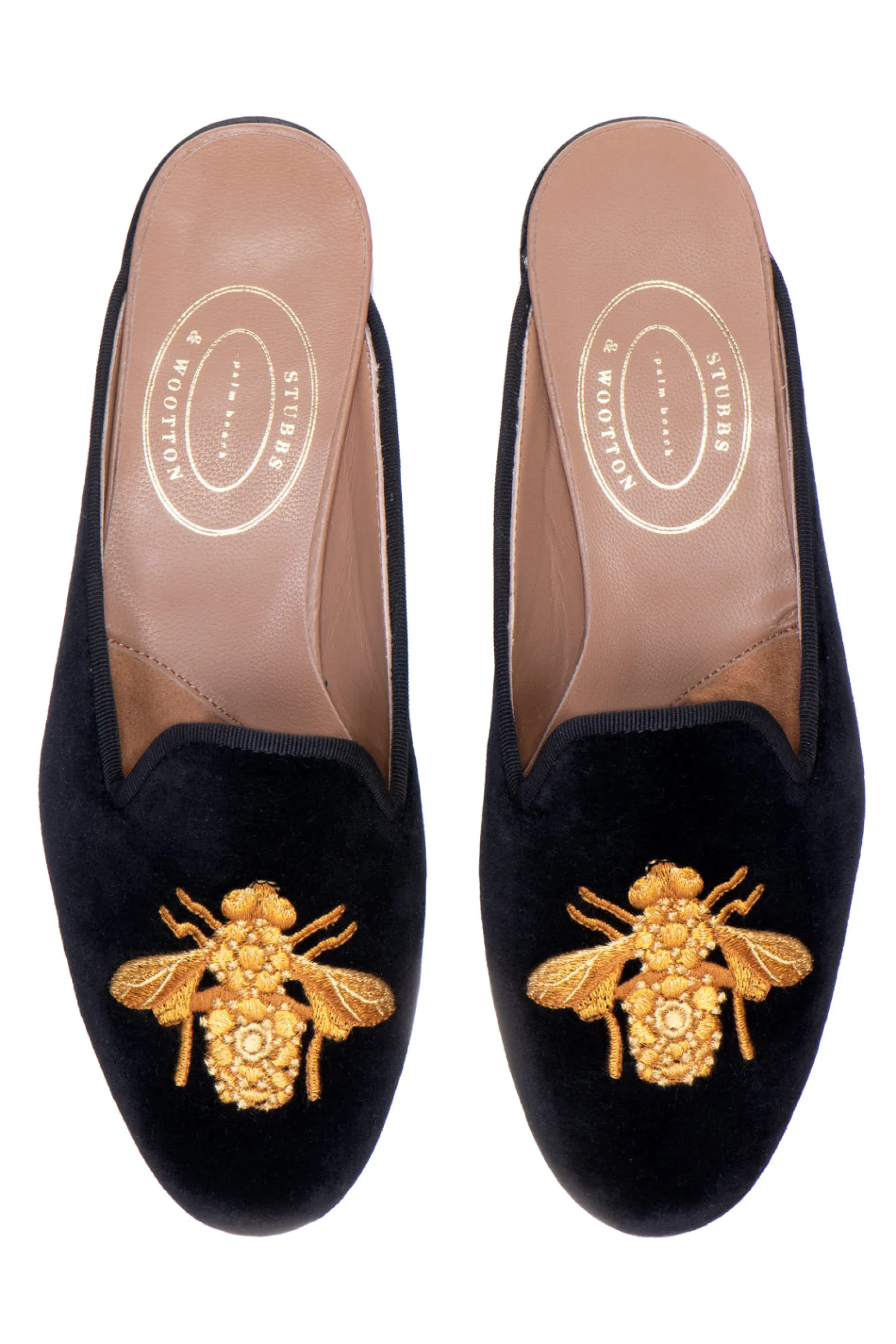 Women Stubbs & Wootton Bee Noir Velvet Mule (Women)