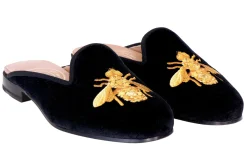 Women Stubbs & Wootton Bee Noir Velvet Mule (Women)