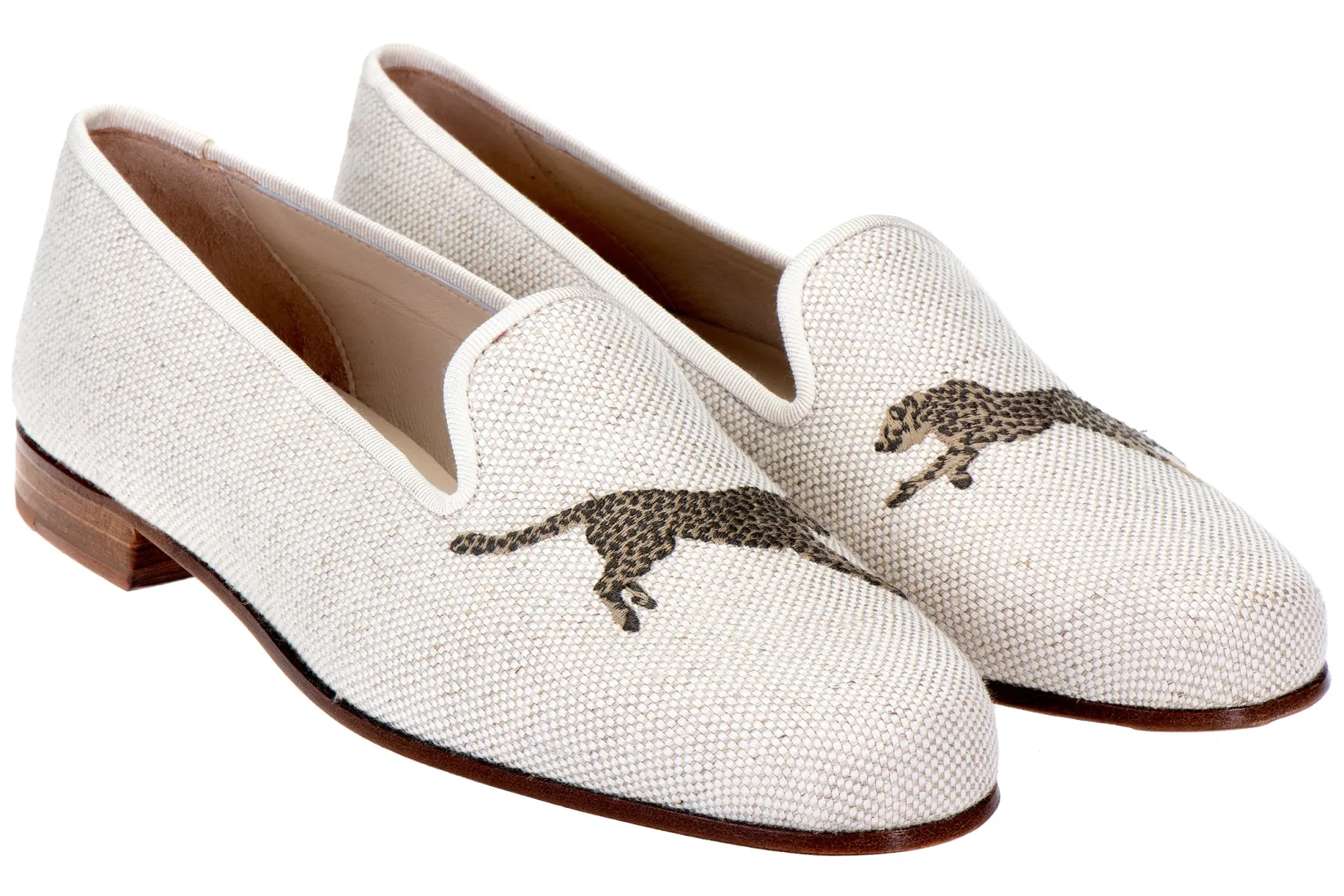 Stubbs & Wootton Cheetah Dune Linen Slipper (Men)