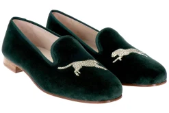 Stubbs & Wootton Cheetah Evergreen Velvet Slipper (Men)