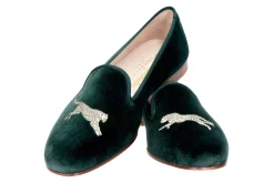 Stubbs & Wootton Cheetah Evergreen Velvet Slipper (Men)