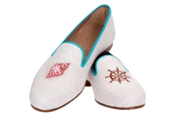Women Stubbs & Wootton Conch Helm Linen Slipper (Women)