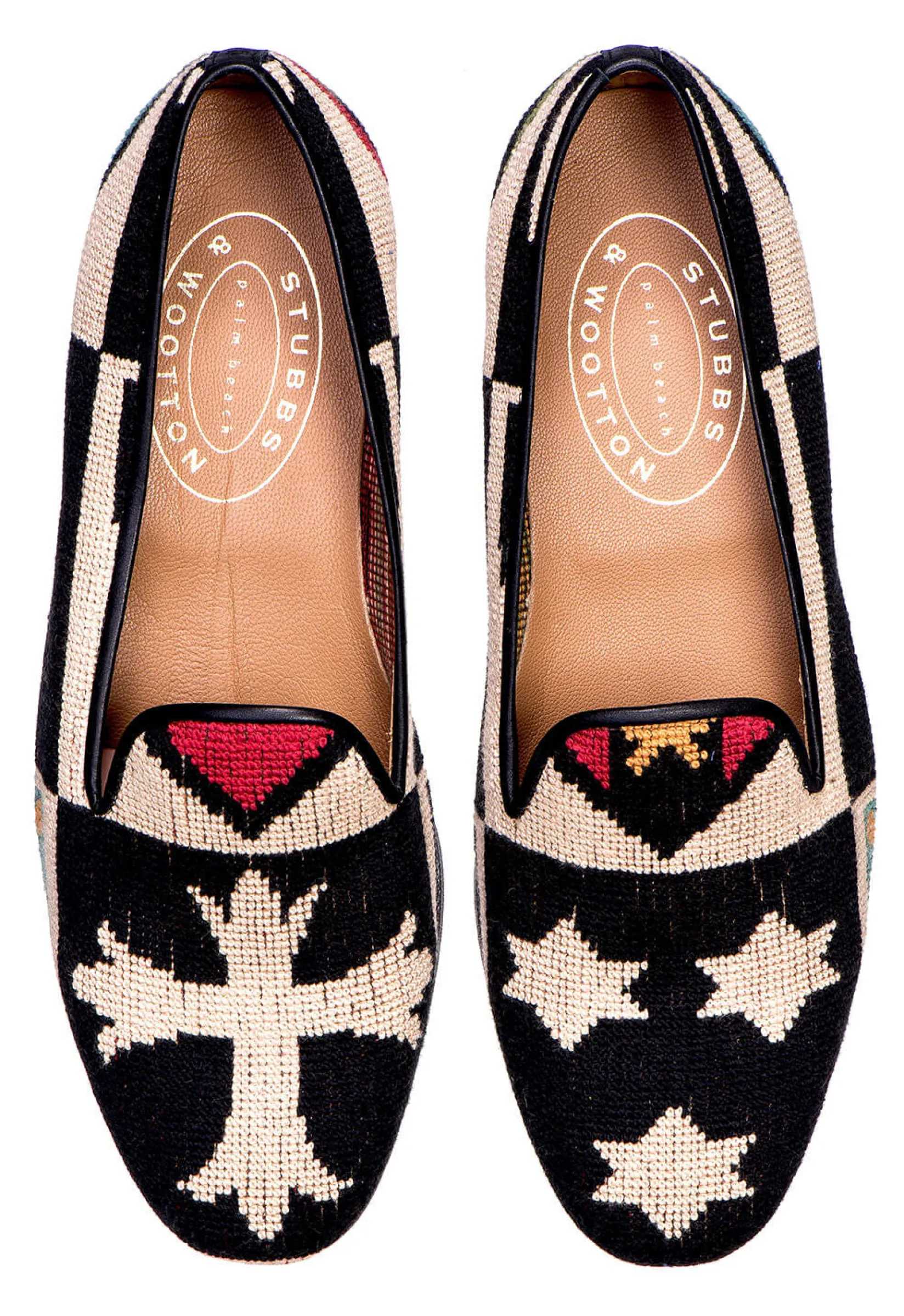 Women Stubbs & Wootton Crest Needlepoint Slipper (Narrow)