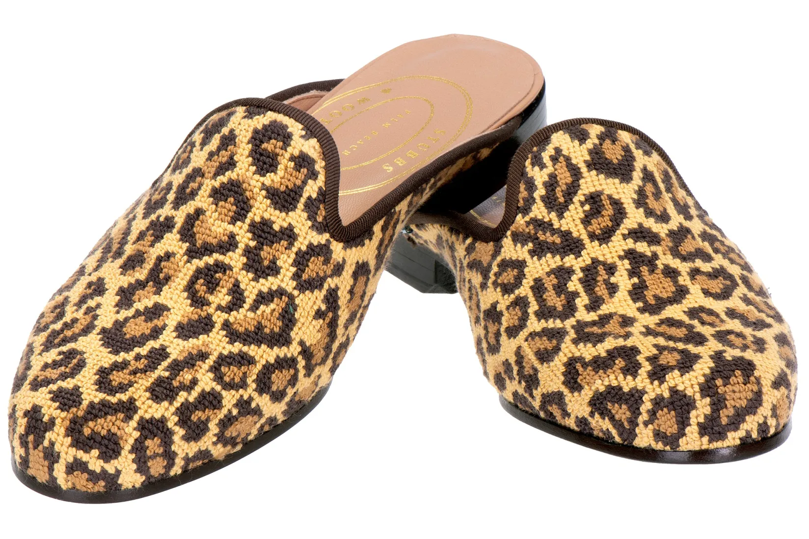 Women Stubbs & Wootton Jane Leopard Needlepoint Mule (Women)