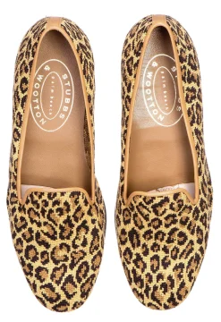 Stubbs & Wootton Jane Leopard Needlepoint Slipper (Wide)