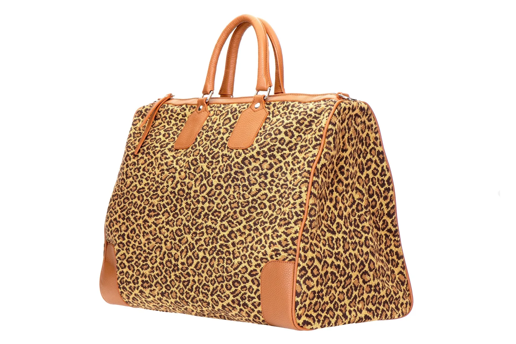 Stubbs & Wootton Jane Leopard Needlepoint Weekender