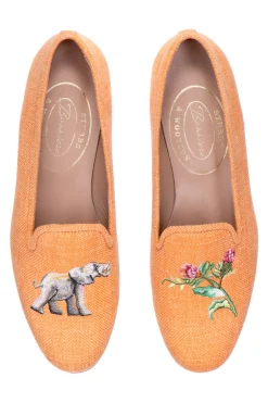 Women Stubbs & Wootton Jungle Ochre Linen Slipper (Women)