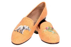 Women Stubbs & Wootton Jungle Ochre Linen Slipper (Women)