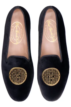 Stubbs & Wootton Metropolis Gold Velvet Slipper (Men)