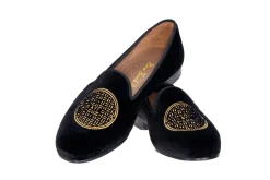 Women Stubbs & Wootton Metropolis Gold Velvet Slipper (Women)