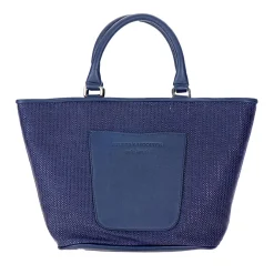 Stubbs & Wootton Navy Raffia Midi Tote