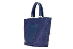Stubbs & Wootton Navy Raffia Midi Tote