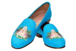 Women Stubbs & Wootton PB Clocktower Turquoise Linen (Women)