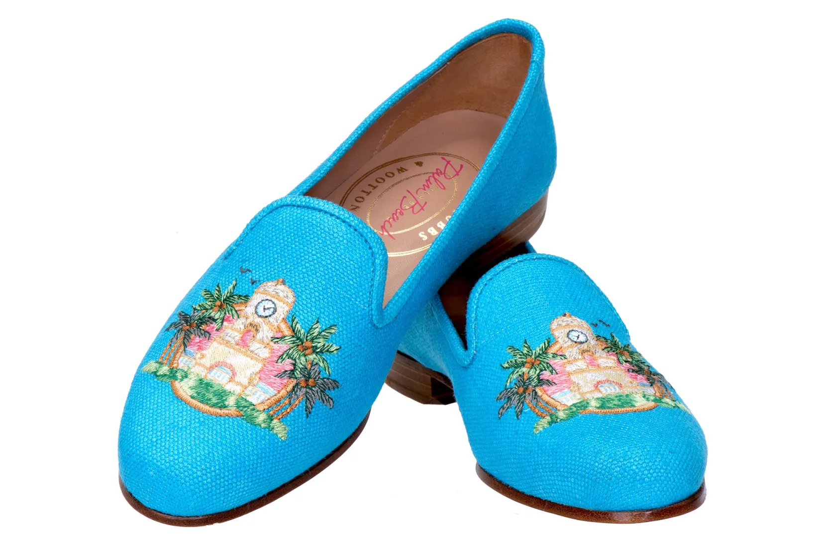 Women Stubbs & Wootton PB Clocktower Turquoise Linen (Women)