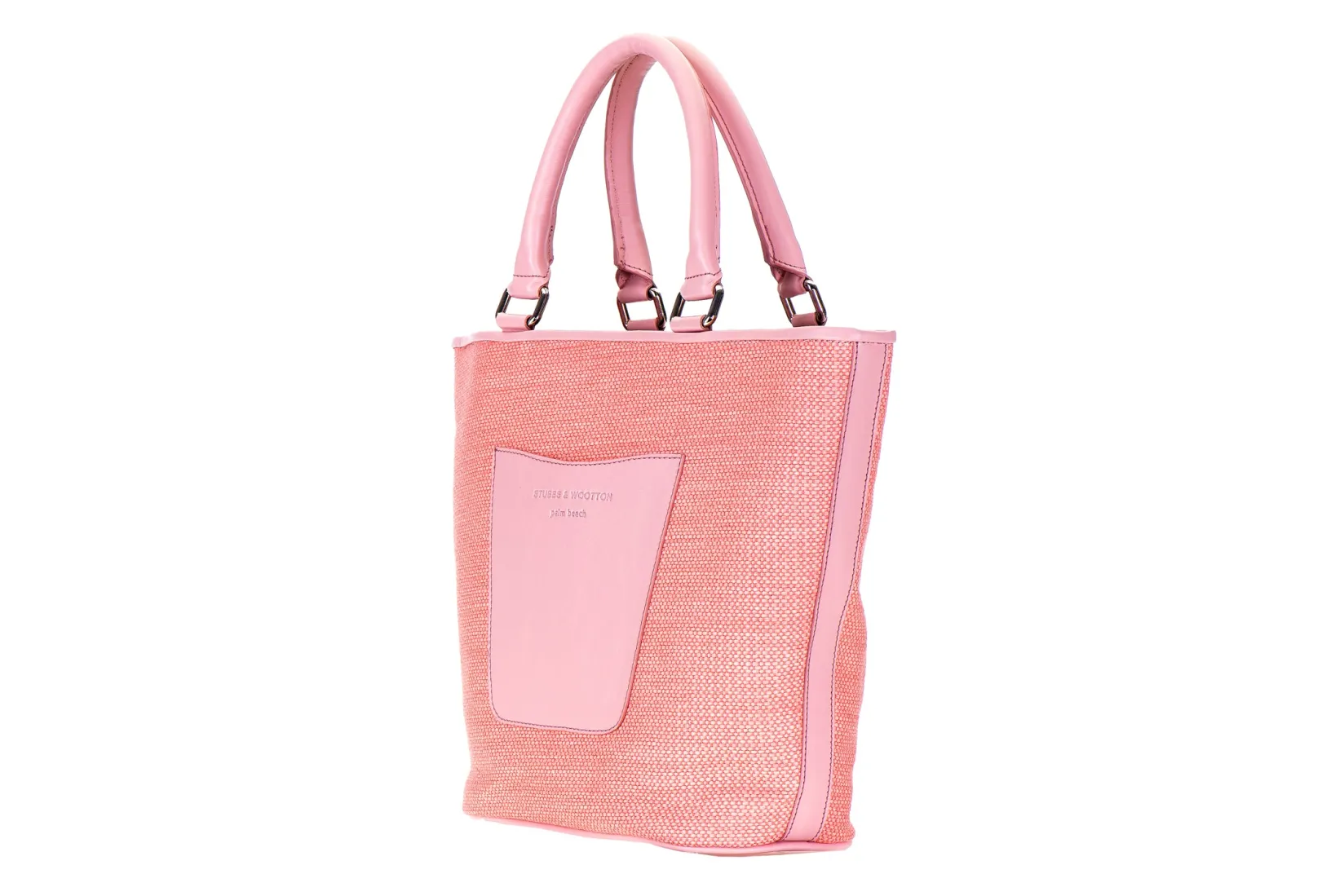 Stubbs & Wootton Salmon Raffia Midi Tote