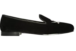 Stubbs & Wootton Skull Velvet Slipper (Wide)