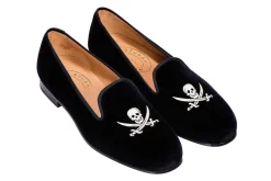 Stubbs & Wootton Skull Velvet Slipper (Men)