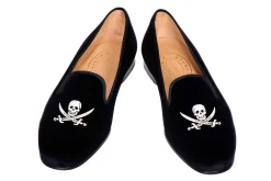 Stubbs & Wootton Skull Velvet Slipper (Men)