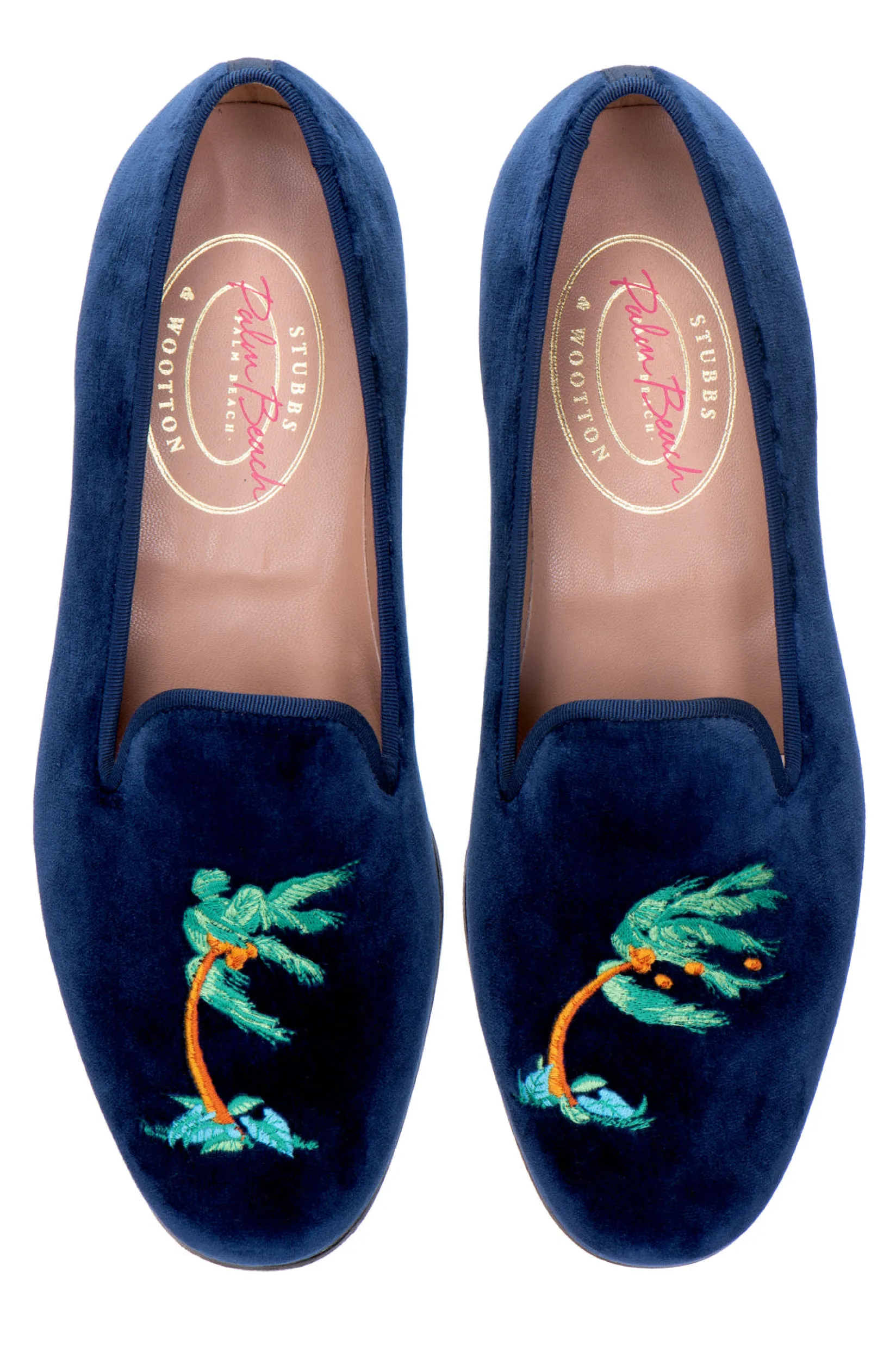Stubbs & Wootton Storm Navy Velvet Slipper (Men)