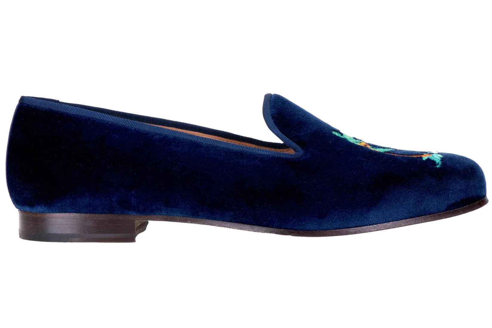 Stubbs & Wootton Storm Navy Velvet Slipper (Men)