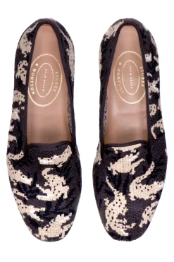 Women Stubbs & Wootton Wetlands Noir Needlepoint Slipper (Women)