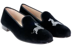 Women Stubbs & Wootton Zebra Velvet Slipper (Women)