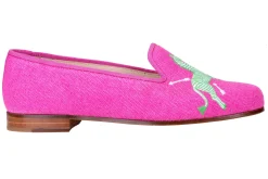 Women Stubbs & Wootton Zebras Fuchsia Linen Slipper (Women)