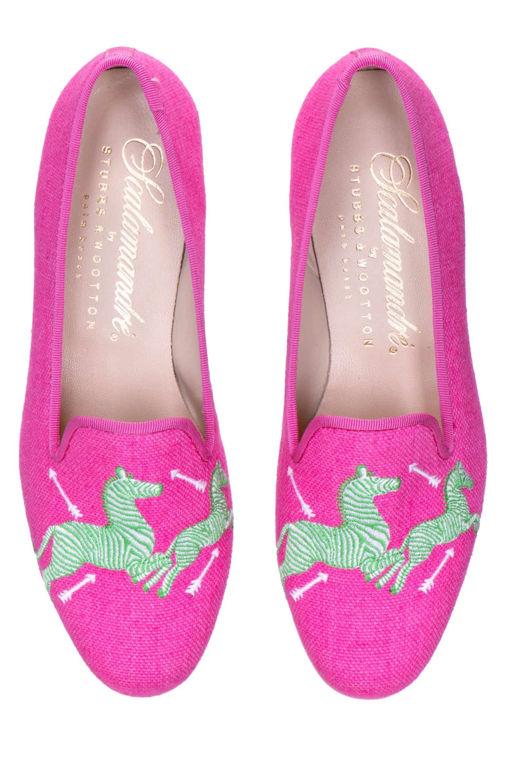 Stubbs & Wootton Zebras Fuchsia Linen Slipper (Men)