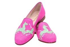 Stubbs & Wootton Zebras Fuchsia Linen Slipper (Men)