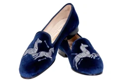 Women Stubbs & Wootton Zebras Velvet Slipper (Women)